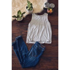 LOFT gray striped tank top